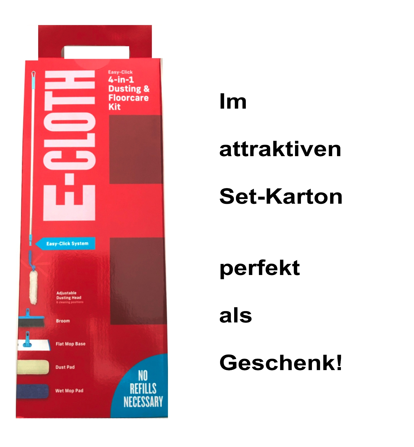 E-Cloth Easy-Click 4-in-1 Wischmopp/ Besen/ Staubwedel-Set Sparpaket